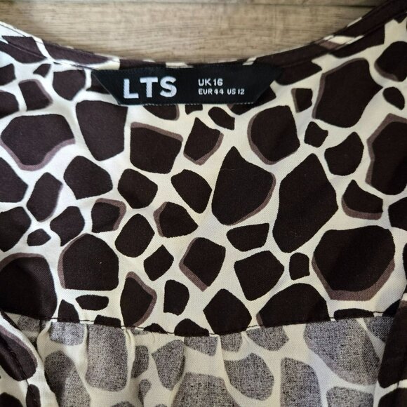 LTS Long Tall Sally Giraffe Print Flowy Maxi Dress US 12 Viscose Short Sleeves - Picture 12 of 15